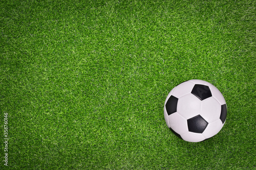 Soccer ball on green grass.