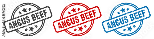 angus beef stamp. angus beef round isolated sign. angus beef label set