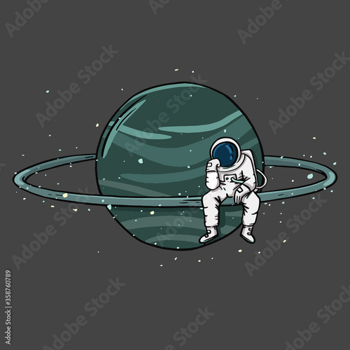 astronaut on a planet in space
