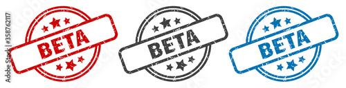 beta stamp. beta round isolated sign. beta label set