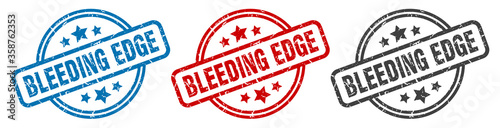bleeding edge stamp. bleeding edge round isolated sign. bleeding edge label set