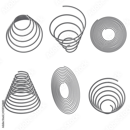 Steel springs. Spiral spring set.