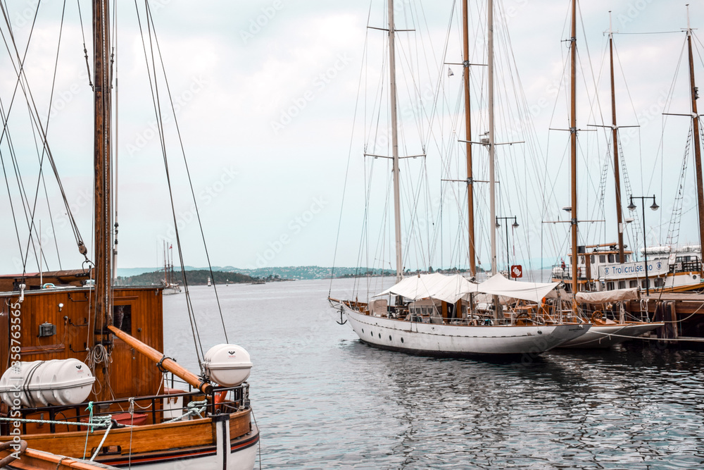Wooden boats in the port of Oslo Wooden boats in the port of Oslo