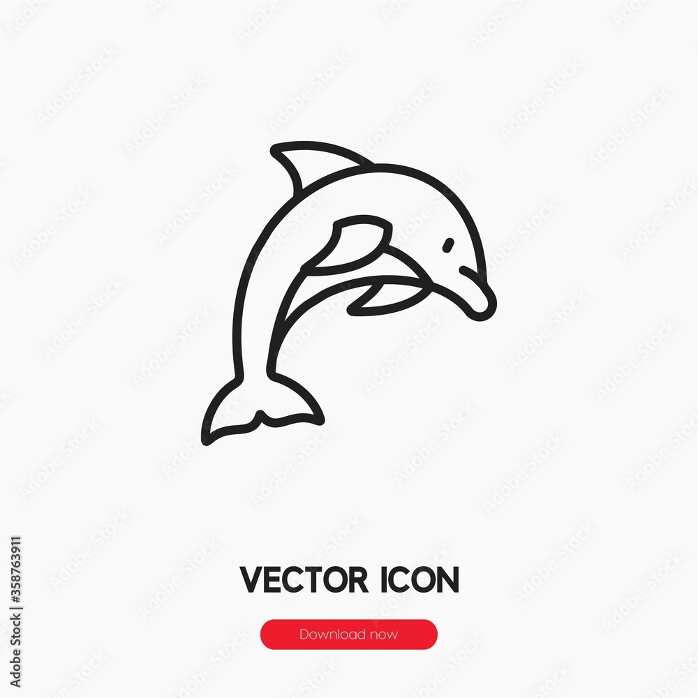 Obraz premium dolphin icon vector symbol sign