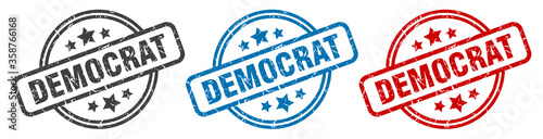 democrat stamp. democrat round isolated sign. democrat label set