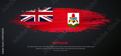 Happy national day of Bermuda with watercolor grunge brush flag background
