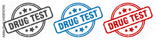 drug test stamp. drug test round isolated sign. drug test label set