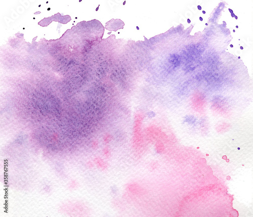 Hand drawn abstract watercolor background. Nice purple, violet, blue, pink texture for your design. Colorful wallpaper. photo
