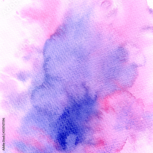Colorful wallpaper. Hand drawn abstract watercolor background. Nice purple, violet, blue, pink texture for your design. photo