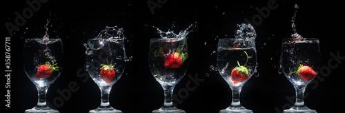 strawberry in a glass of water