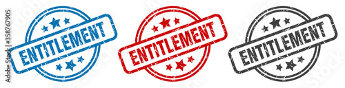 entitlement stamp. entitlement round isolated sign. entitlement label set