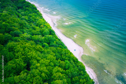 Cape Rozewie Aerial View. Baltic Sea in Poland. The northernmost area of ​​Poland.