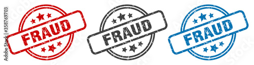 fraud stamp. fraud round isolated sign. fraud label set