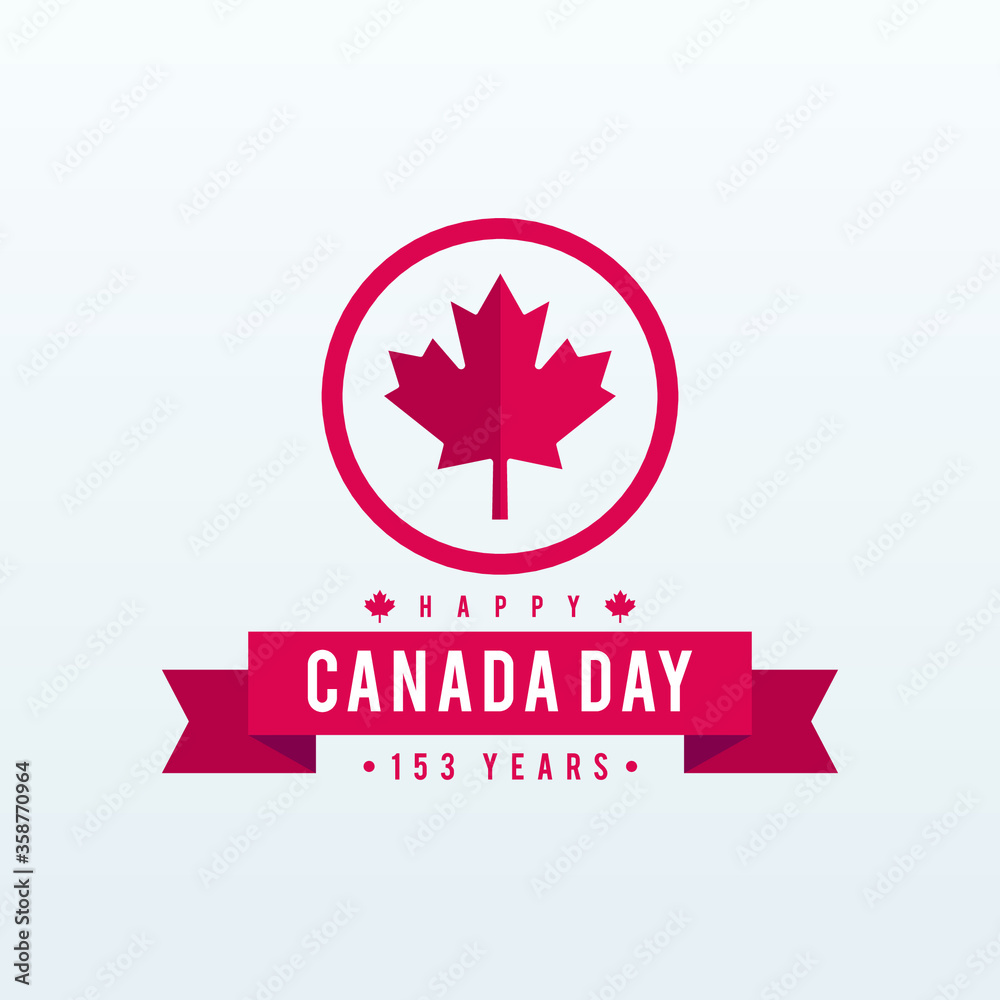 Happy Canada day 153 years modern and creative banner, sign, design concept, greeting card, with red text and a red Canadian maple leaf on a light background. Happy Canada day 153 years modern and creative banner, sign, design concept, greeting card, with red text and a red Canadian maple leaf on a light background.