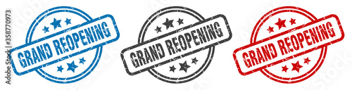 grand reopening stamp. grand reopening round isolated sign. grand reopening label set