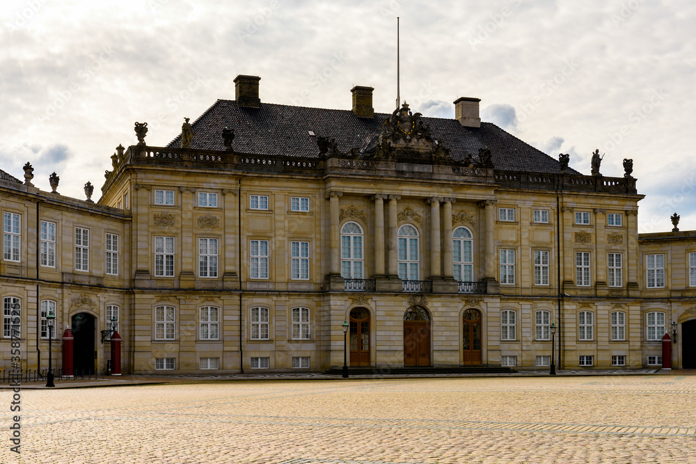 Amalienborg palace, the home of the Danish royal family in Copenhagen, the capital of Denmark
