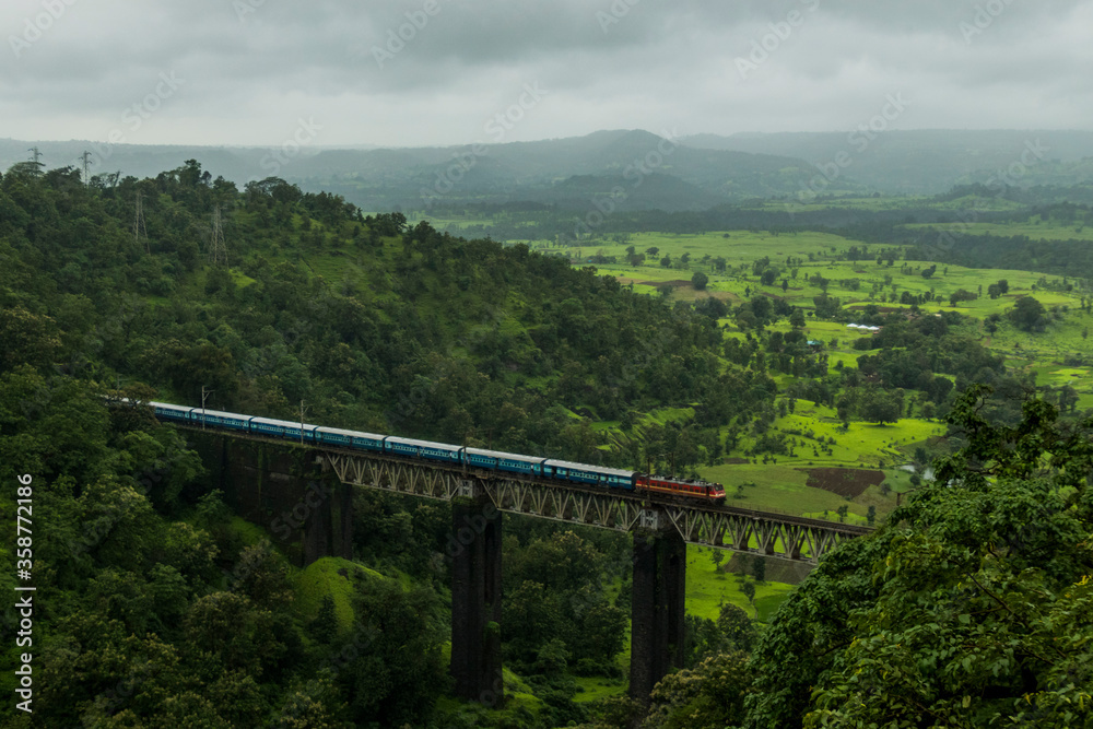 Fototapeta premium A train on the way to Igatpuri