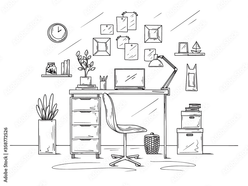 Sketch the room.Sketch workspace. Vector - Stock Illustration [48122681] -  PIXTA