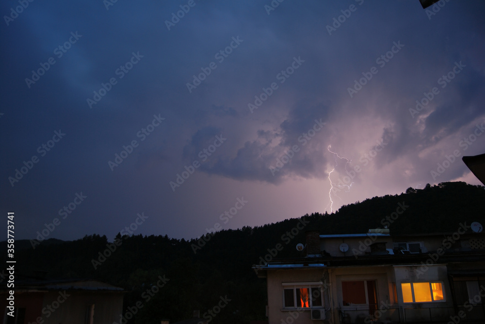 Thunderstorm in the town of Berkovitsa