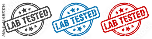 lab tested stamp. lab tested round isolated sign. lab tested label set