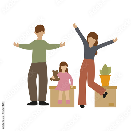 family packs boxes when moving vector illustration EPS10