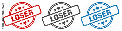 loser stamp. loser round isolated sign. loser label set