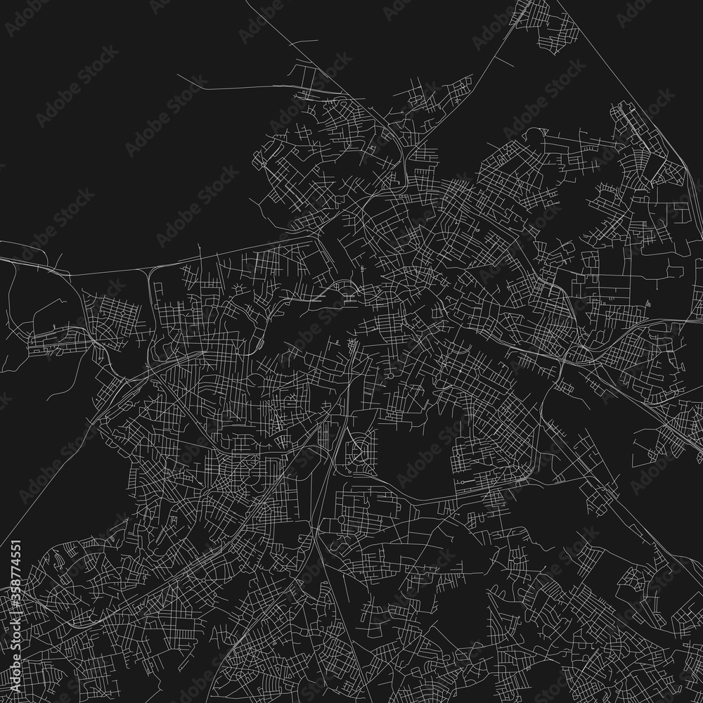 Vector map of abstract city in black and white