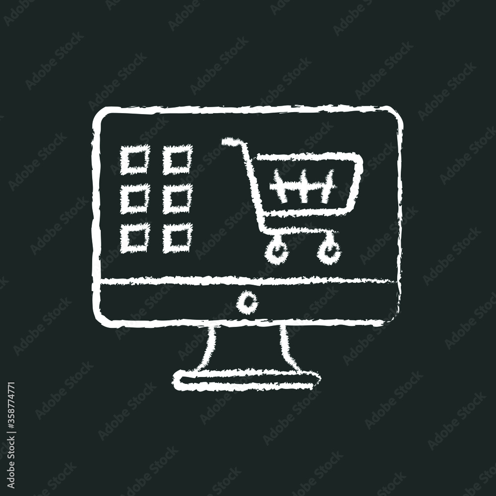 shopping cart with categories, set icons, chalk icon shopping cart with categories, set icons, chalk icon
