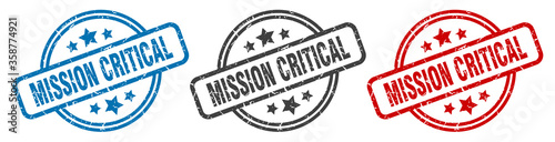 mission critical stamp. mission critical round isolated sign. mission critical label set