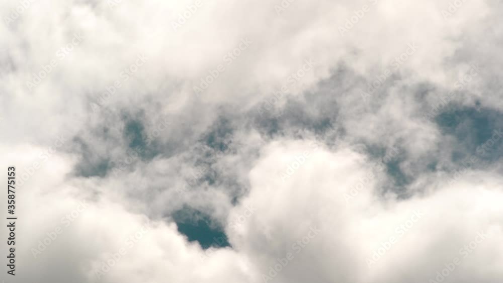 Fluffy White Clouds Blown By The Wind And Moving In The Sky In Tokyo, Japan. -wide shot Fluffy White Clouds Blown By The Wind And Moving In The Sky In Tokyo, Japan. -wide shot