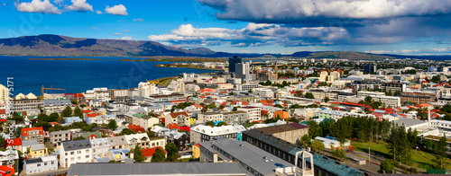 Aerial view of Reykjavik, the capital and largest city of Iceland