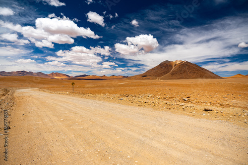 Desert road in the mountains near San Pedro de Atacama, Chile