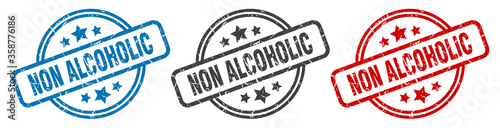 non alcoholic stamp. non alcoholic round isolated sign. non alcoholic label set