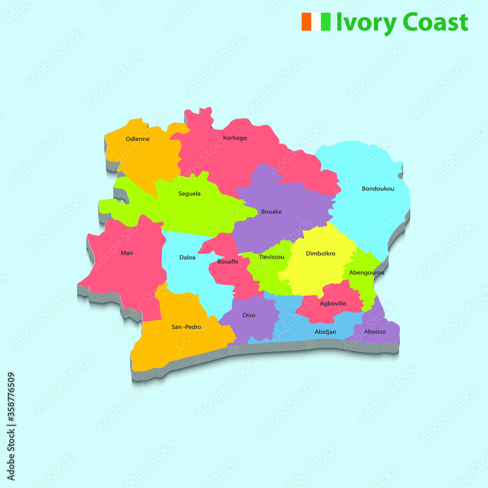 Map of Ivory Coast  Vector Design