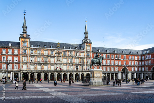 It's Architecture on the Plaza Mayor, Madrid, Spain. It's the Spanish Property of Cultural Interest