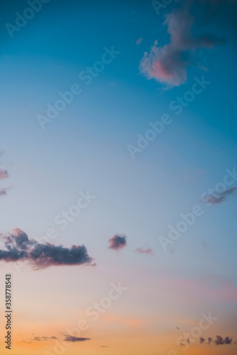 Pink and blue sky at sunset, background image