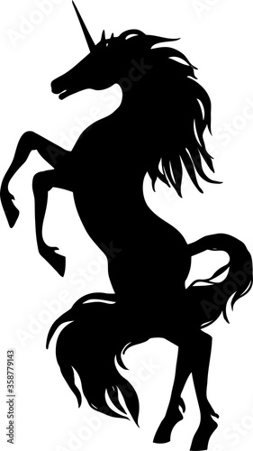 Fototapeta Naklejka Na Ścianę i Meble -  Magical unicorn. A horse stands on its hind legs. Graceful silhouette for a beautiful design.
