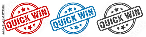 quick win stamp. quick win round isolated sign. quick win label set