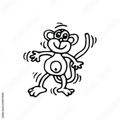 Vector illustration of cartoon monkey. Coloring page.