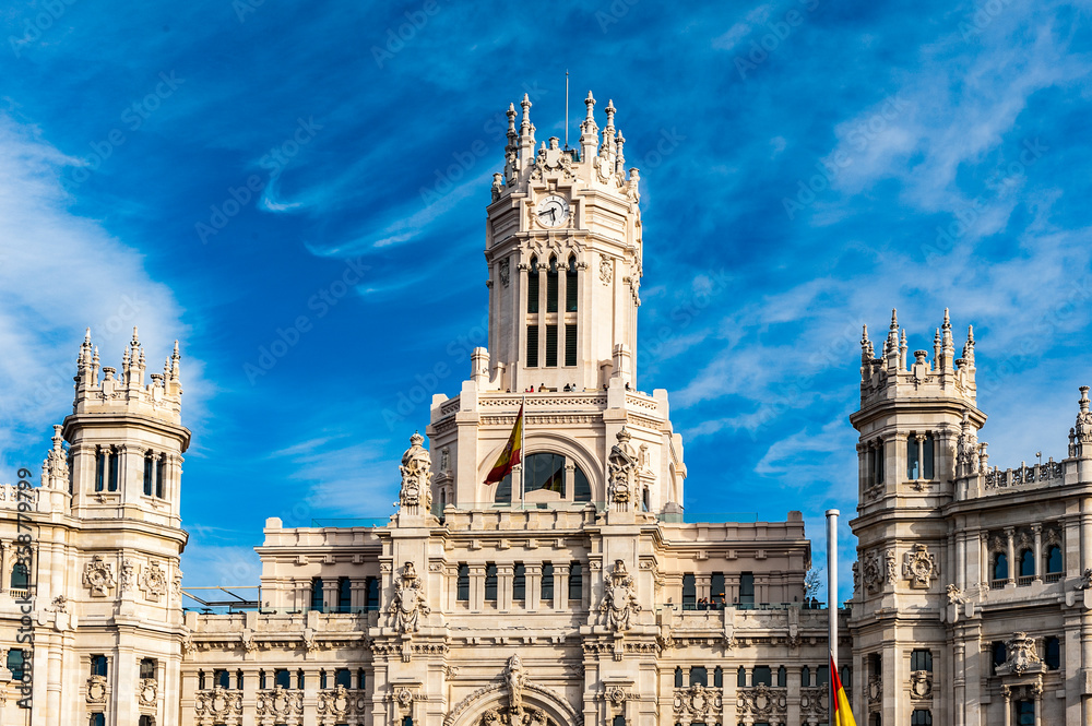 It's Cibeles Palace (Palacio de Cibeles), Madrid, Spain. It was home to the Postal and Telegraphic Museum until 2007. Spanish Property of Cultural Interest