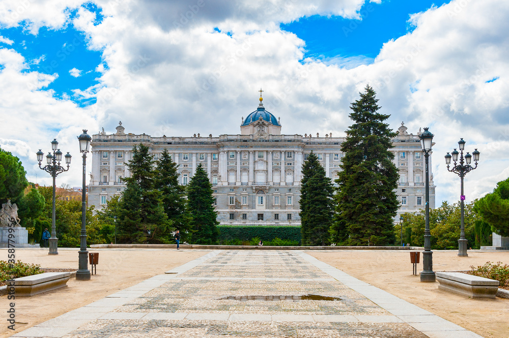 It's Royal Palace (Palacio Real), Madrid, Spain. View from the Sabatini Gardens