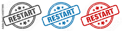 restart stamp. restart round isolated sign. restart label set