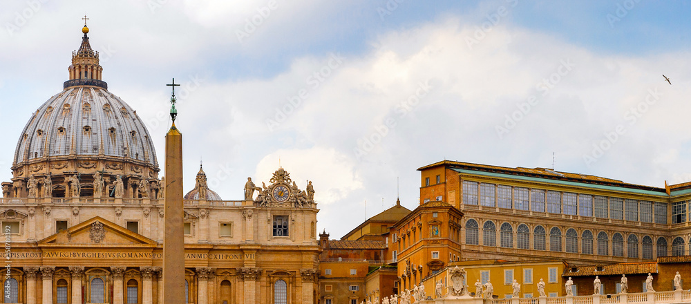 It's St. Peter's Cathedral (Vatican, Rome, Italy), Renaissance architecture. One of the popualr touristic destinations in Rome