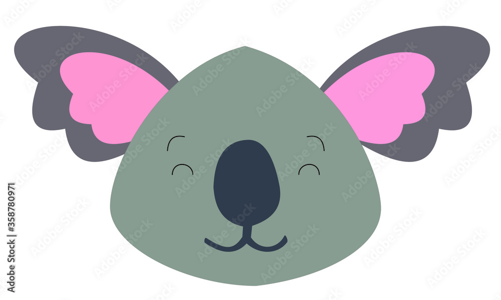 flashcard koala head cartoon character