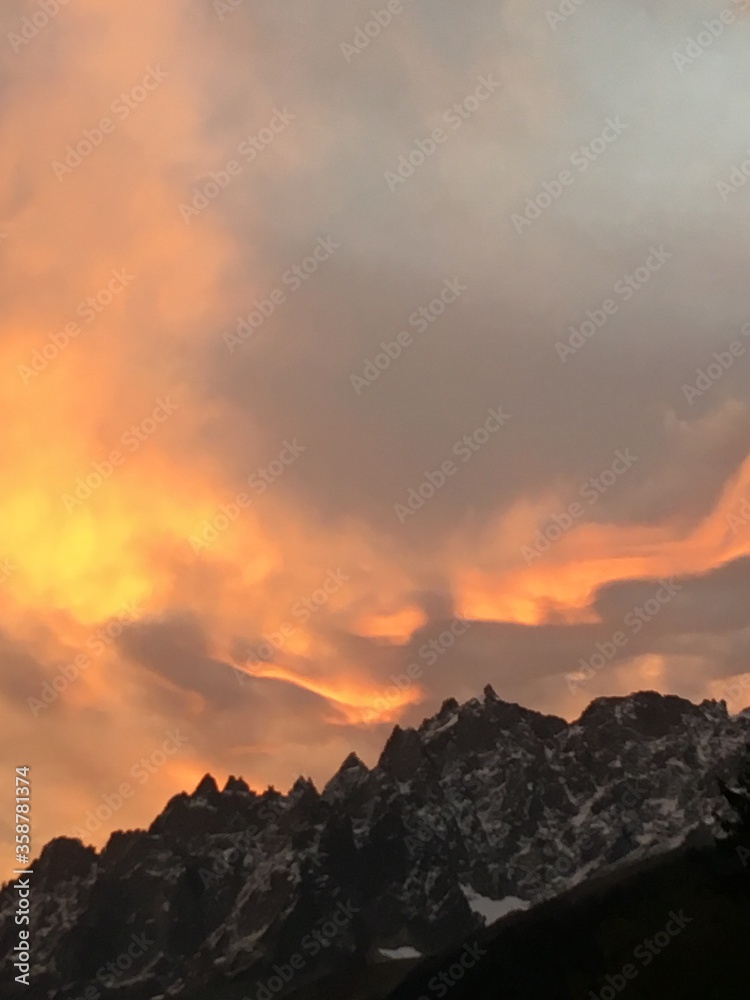 Chamonix  mountain sunset 