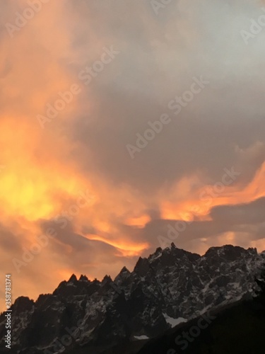 Chamonix mountain sunset 