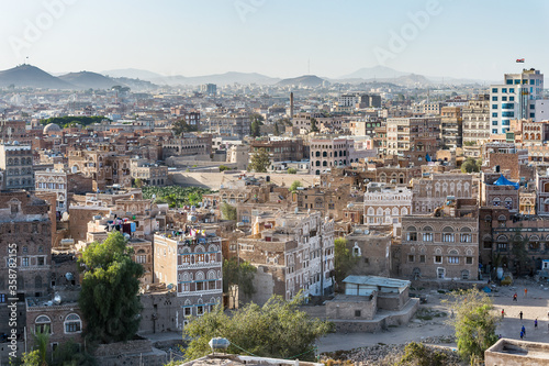 It's Architecture of the Old Town of Sana'a, Yemen. UNESCO World heritage