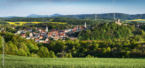 Obraz na płótnie Bolkow Town Panorama, Lower Silesia, Poland w salonie