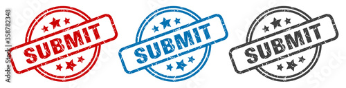 submit stamp. submit round isolated sign. submit label set