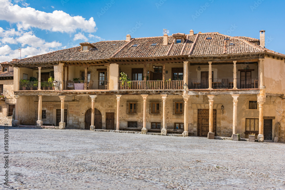 Square of the medieval town of Pedraza in the province of Segovia (Spain)